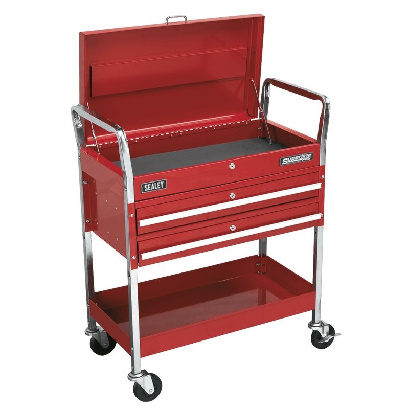 Sealey CX1042D Superline PRO® Heavy-Duty Trolley with Lockable Top & 2 Drawers 2-Level - CX1042D - Sealey Tools UK - Trade Counter Direct