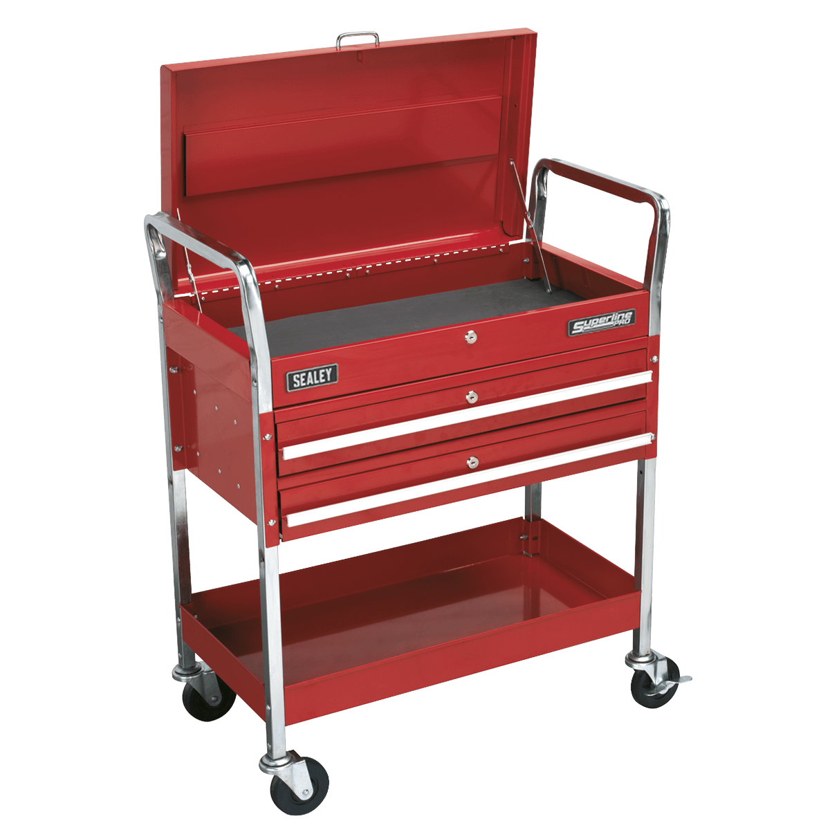Sealey CX1042D Superline PRO® Heavy-Duty Trolley with Lockable Top & 2 Drawers 2-Level - CX1042D - Sealey Tools UK - Trade Counter Direct