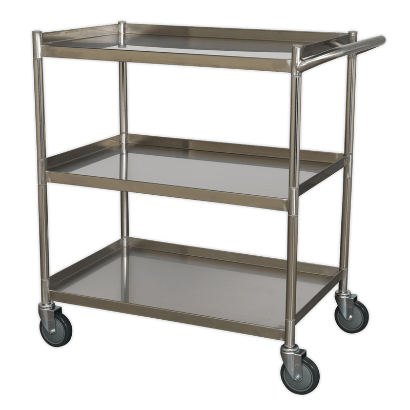 Sealey CX410SS Premier™ Stainless Steel Workshop Trolley 3-Level - CX410SS - Sealey Tools UK - Trade Counter Direct