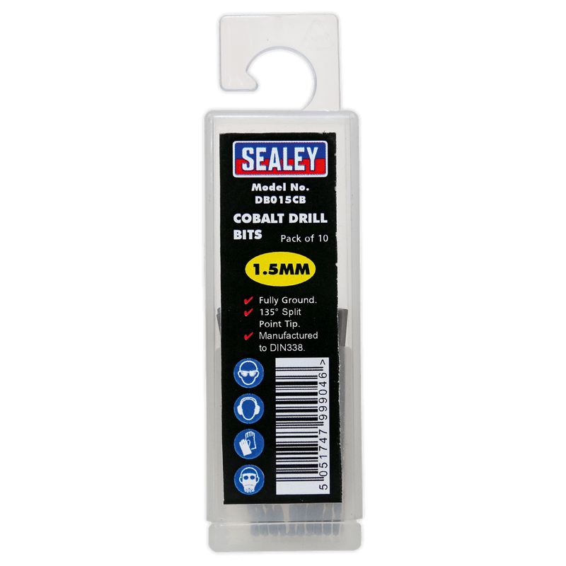 Sealey DB015CB HSS Cobalt Fully Ground Drill Bit 1.5mm - Pack of 10 - DB015CB - Sealey Tools UK - Trade Counter Direct