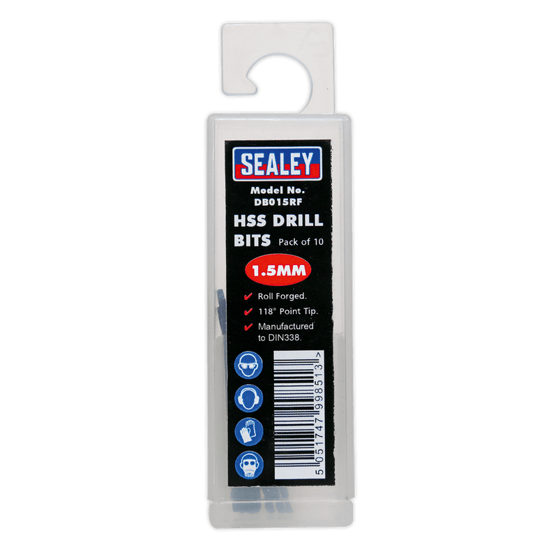 Sealey DB015RF HSS Roll Forged Drill Bit 1.5mm - Pack of 10 - DB015RF - Sealey Tools UK - Trade Counter Direct