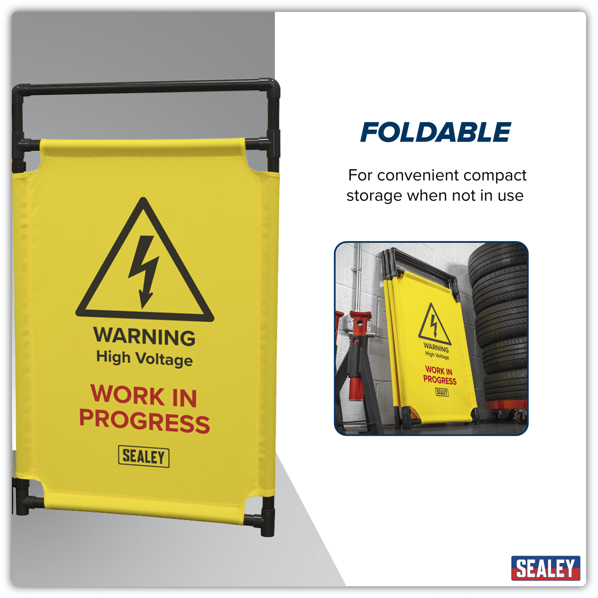 Sealey EV20 Folding Safety Barrier for Hybrid/Electric Vehicles - EV20 - Sealey Tools UK - Trade Counter Direct