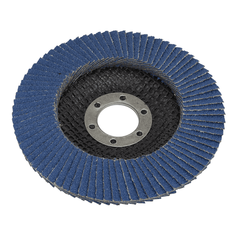 Sealey FD100120 100mm Zirconium Flap Disc 120Grit 16mm Bore - FD100120 - Sealey Tools UK - Trade Counter Direct