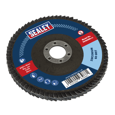 Sealey FD10060 100mm Zirconium Flap Disc 60Grit 16mm Bore - FD10060 - Sealey Tools UK - Trade Counter Direct