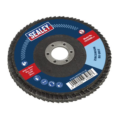 Sealey FD10080 100mm Zirconium Flap Disc 80Grit 16mm Bore - FD10080 - Sealey Tools UK - Trade Counter Direct