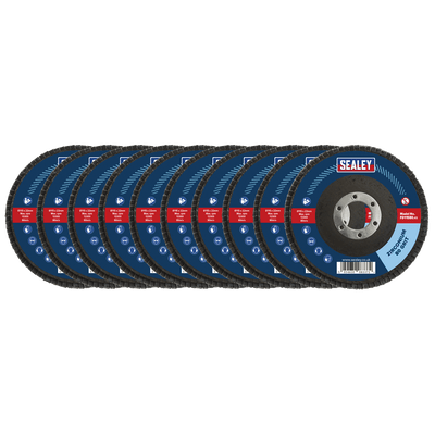 Sealey FD1158010 115mm Zirconium Flap Discs 80Grit 22mm Bore - Pack of 10 - FD1158010 - Sealey Tools UK - Trade Counter Direct