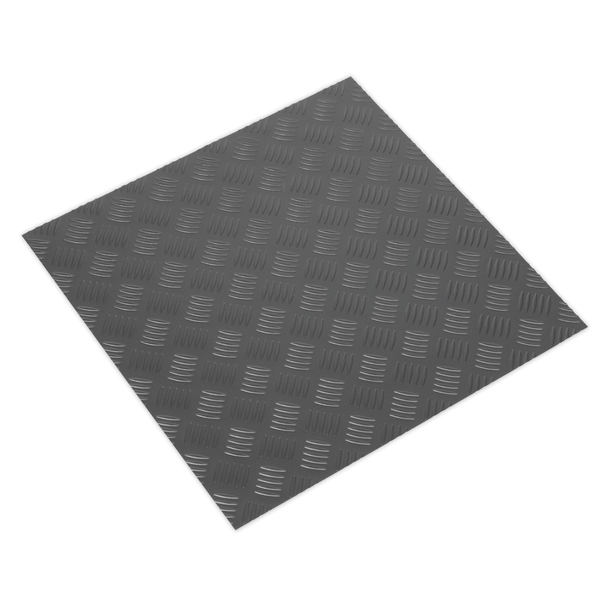 Sealey FT1S Vinyl Floor Tile with Peel & Stick Backing Silver Treadplate - Pack of 16 - FT1S - Sealey Tools UK - Trade Counter Direct
