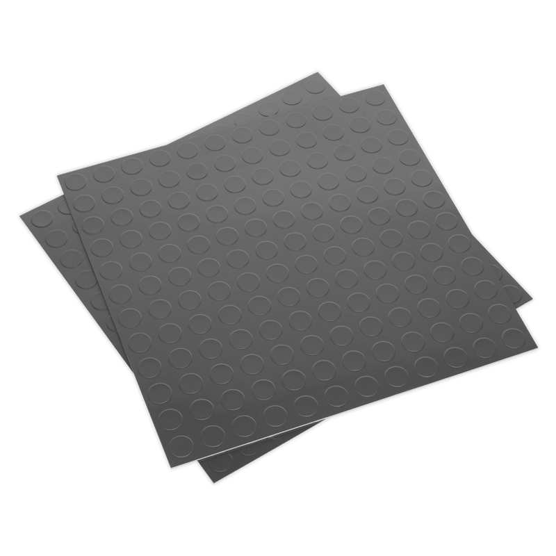 Sealey FT2S Vinyl Floor Tile with Peel & Stick Backing - Silver Coin Pack of 16 - FT2S - Sealey Tools UK - Trade Counter Direct