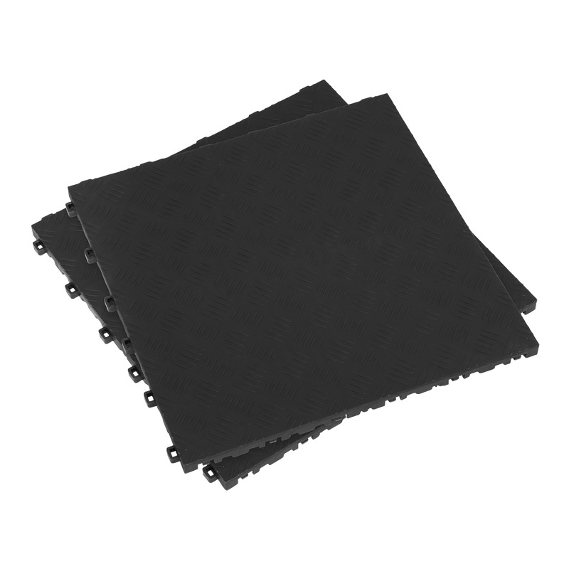 Sealey FT3B Polypropylene Floor Tile 400 x 400mm - Black Treadplate - Pack of 9 - FT3B - Sealey Tools UK - Trade Counter Direct