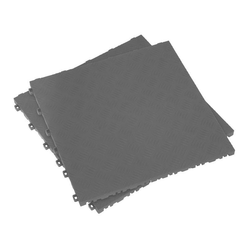 Sealey FT3G Polypropylene Floor Tile 400 x 400mm - Grey Treadplate - Pack of 9 - FT3G - Sealey Tools UK - Trade Counter Direct