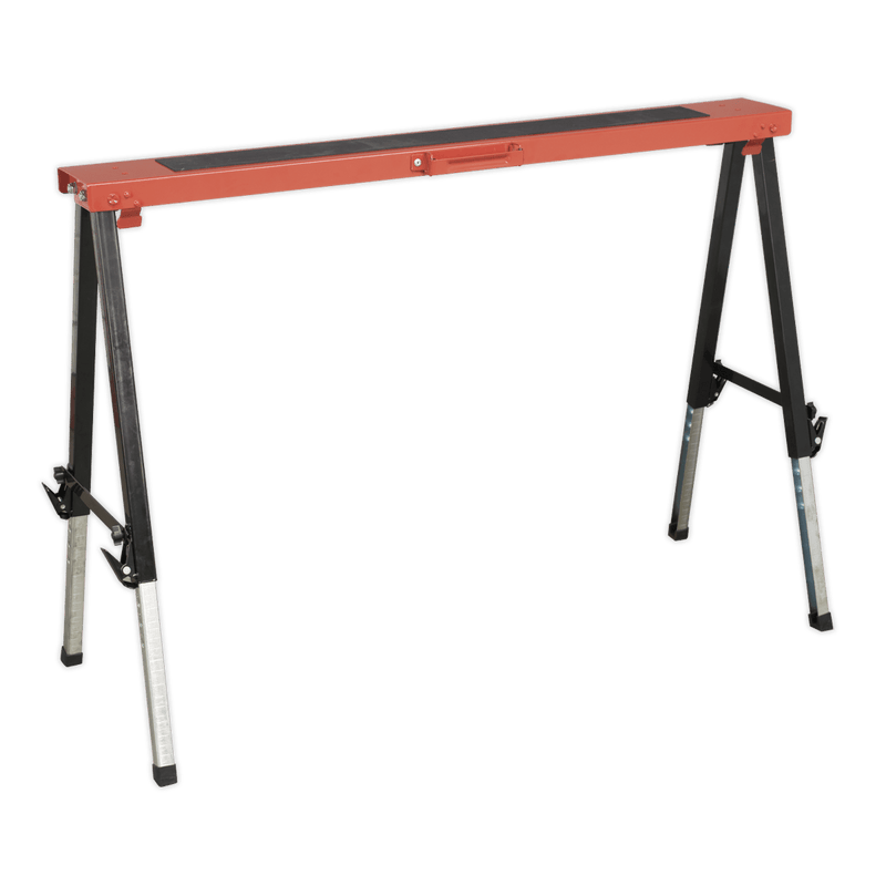 Sealey FTAL1 Fold Down Trestle with Adjustable Legs 150kg Capacity - FTAL1 - Sealey Tools UK - Trade Counter Direct