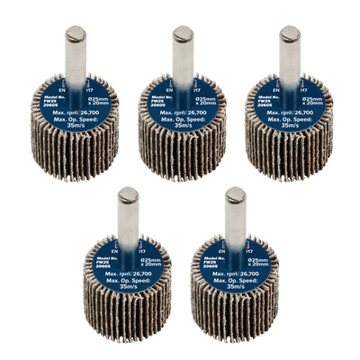 Sealey FW2520605 25 x 20mm Abrasive Flap Wheel with 6mm Shaft 60Grit - Pack of 5 - FW2520605 - Sealey Tools UK - Trade Counter Direct