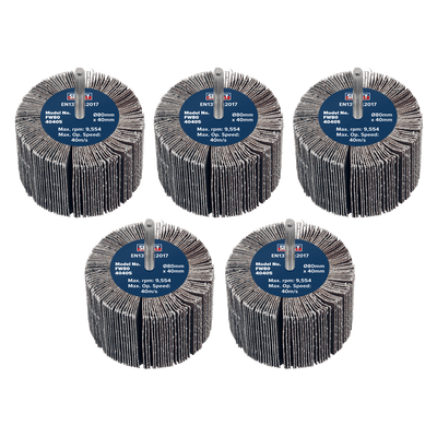 Sealey FW8040405 80 x 40mm Abrasive Flap Wheel 6mm Shaft 40Grit - Pack of 5 - FW8040405 - Sealey Tools UK - Trade Counter Direct