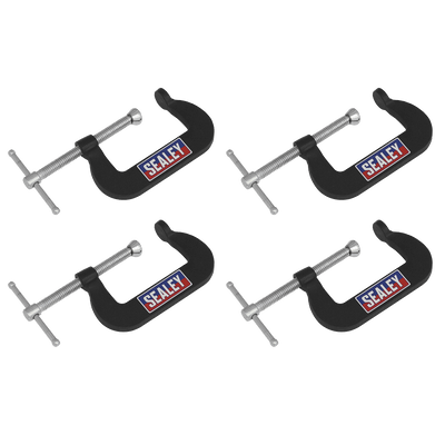 Sealey GCC06 Junior C-Clamp Set 51 x 32mm 4pc - GCC06 - Sealey Tools UK - Trade Counter Direct