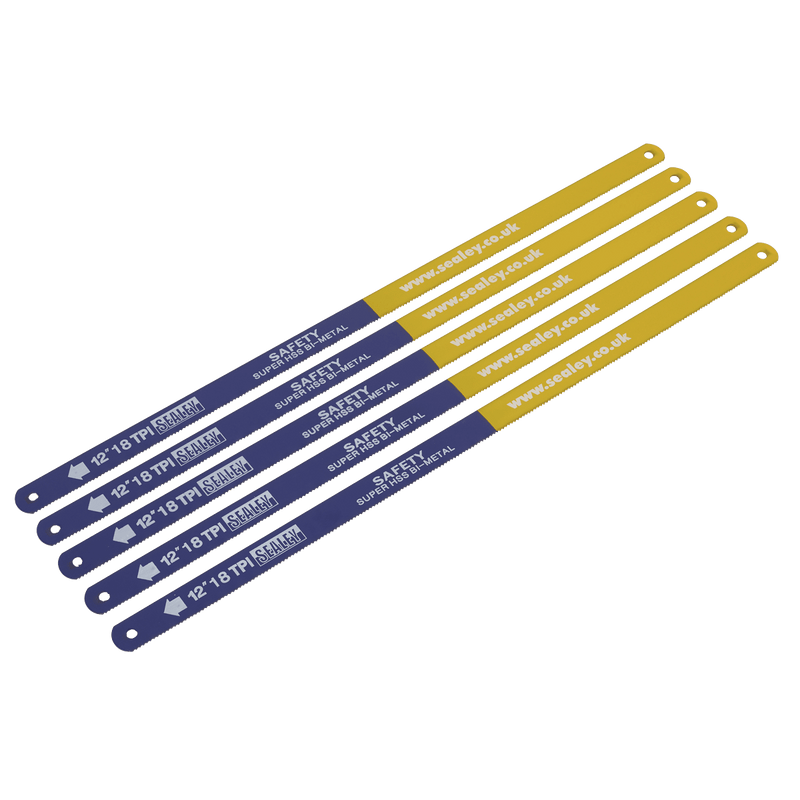 Sealey HSB0518 Hacksaw Blade 300mm HSS Bi - Metal 18tpi Pack of 5 - HSB0518 - Sealey Tools UK - Trade Counter Direct