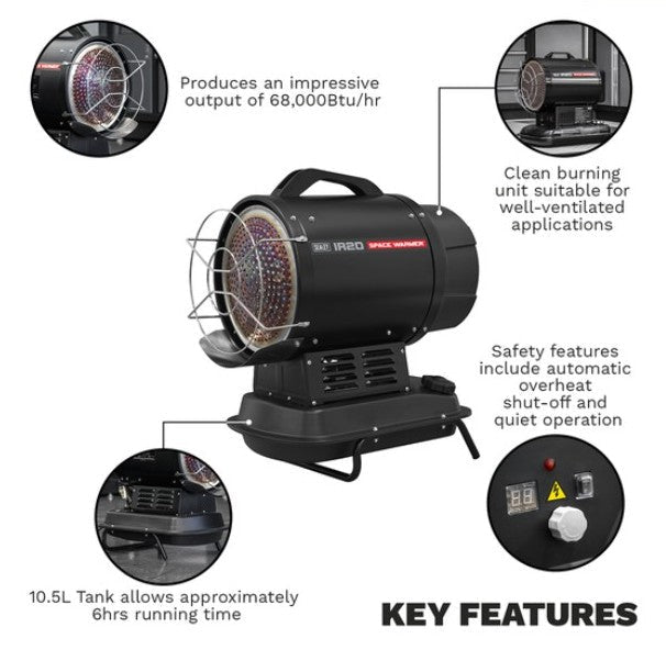 Sealey IR20 Infrared Paraffin/Kerosene/Diesel Heater 20kW - IR20 - Sealey Tools UK - Trade Counter Direct