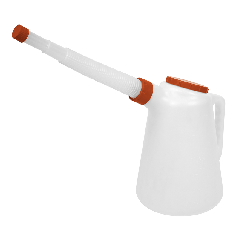 Sealey JDL5R Oil Container with Flexible Spout 5L - Red Lid - JDL5R - Sealey Tools UK - Trade Counter Direct