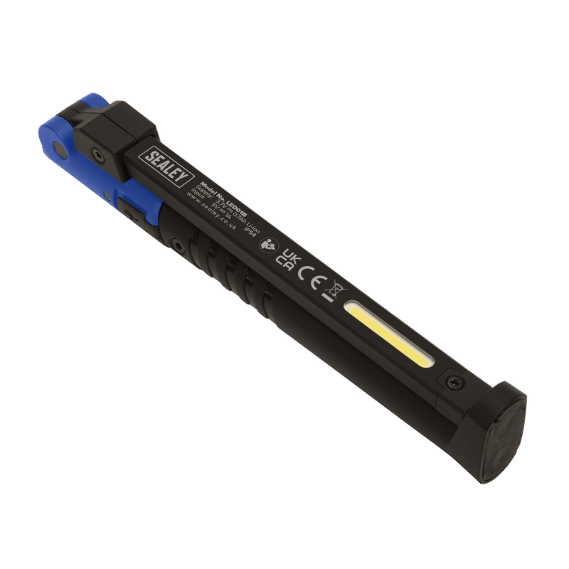 Sealey LED01B Rechargeable Slim Folding Pocket Light 2 COB & 1 SMD LED - Blue - LED01B - Sealey Tools UK - Trade Counter Direct