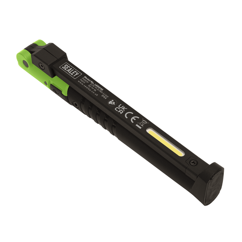 Sealey LED01G Rechargeable Slim Folding Pocket Light 2 COB & 1 SMD LED - Green - LED01G - Sealey Tools UK - Trade Counter Direct