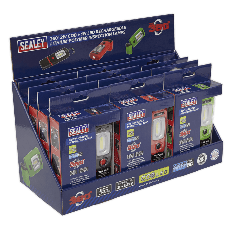 Sealey LED3601COMBO LED3601 Series Inspection Light Combination - Display Pack of 12 - LED3601COMBO - Sealey Tools UK - Trade Counter Direct