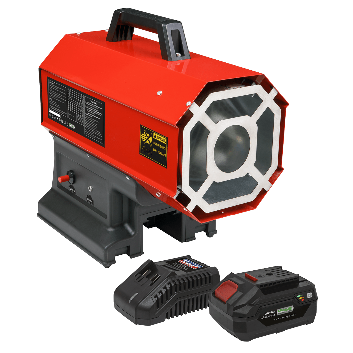 Sealey LP69CCOMBO 2 - in - 1 Cordless/Corded Space Warmer® 30,000 - 68,000Btu/hr(9 - 20kW) Propane Heater Kit - LP69CCOMBO - Sealey Tools UK - Trade Counter Direct
