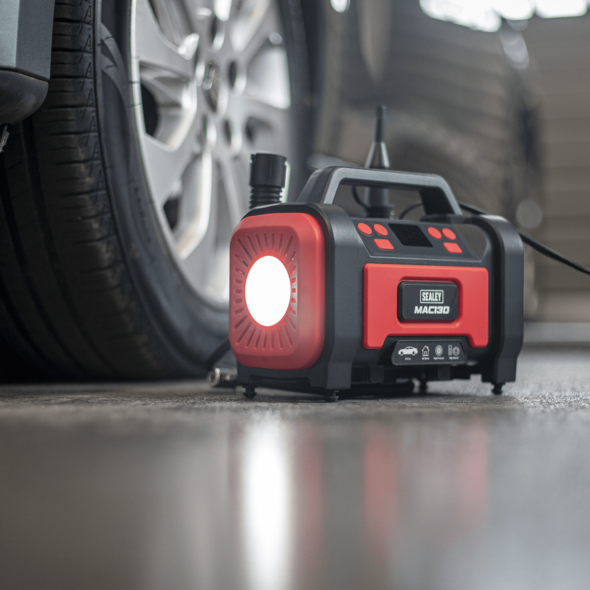 Sealey MAC13D Tyre Inflator & High-Volume Air Pump 12V/230V AC - MAC13D - Sealey Tools UK - Trade Counter Direct