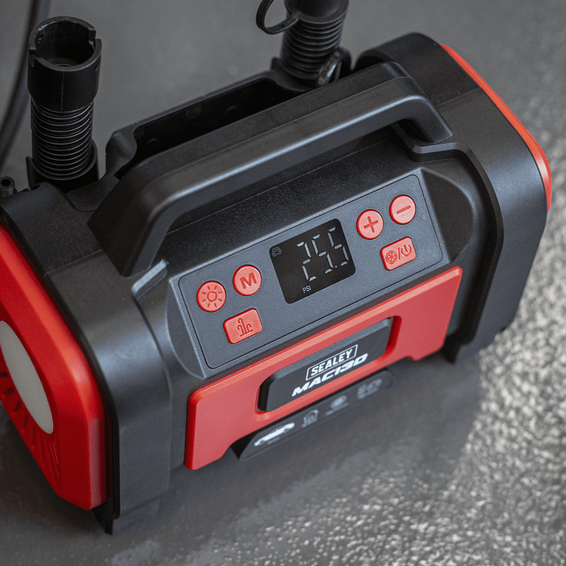 Sealey MAC13D Tyre Inflator & High-Volume Air Pump 12V/230V AC - MAC13D - Sealey Tools UK - Trade Counter Direct