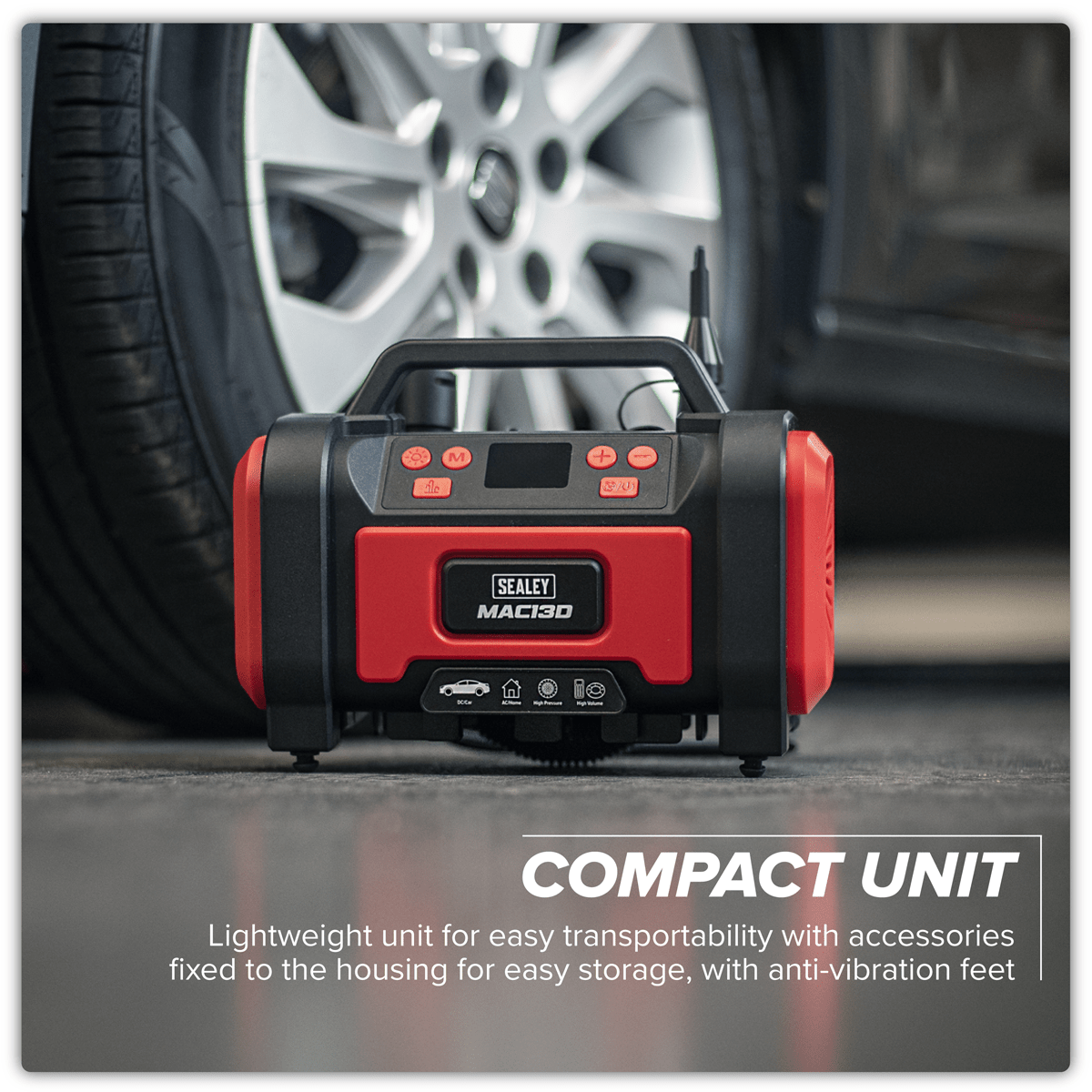 Sealey MAC13D Tyre Inflator & High-Volume Air Pump 12V/230V AC - MAC13D - Sealey Tools UK - Trade Counter Direct