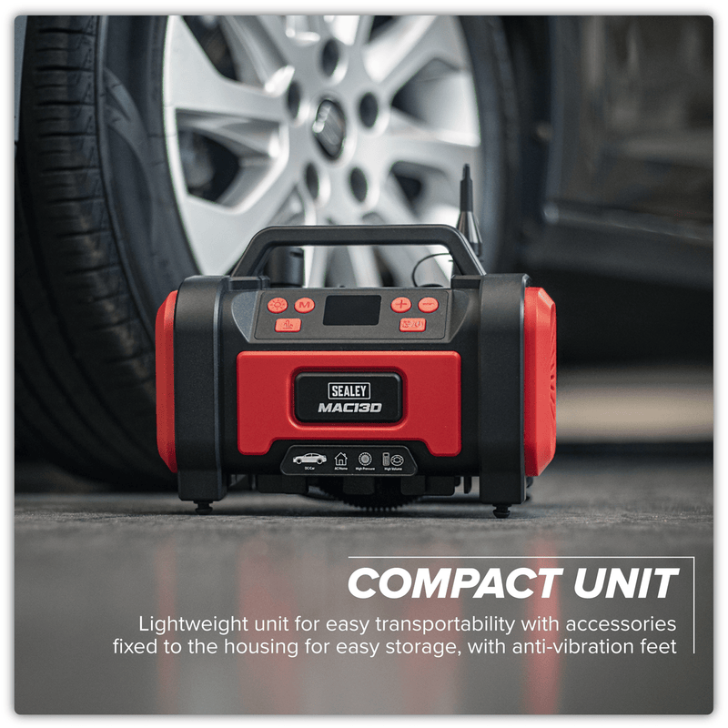 Sealey MAC13D Tyre Inflator & High-Volume Air Pump 12V/230V AC - MAC13D - Sealey Tools UK - Trade Counter Direct