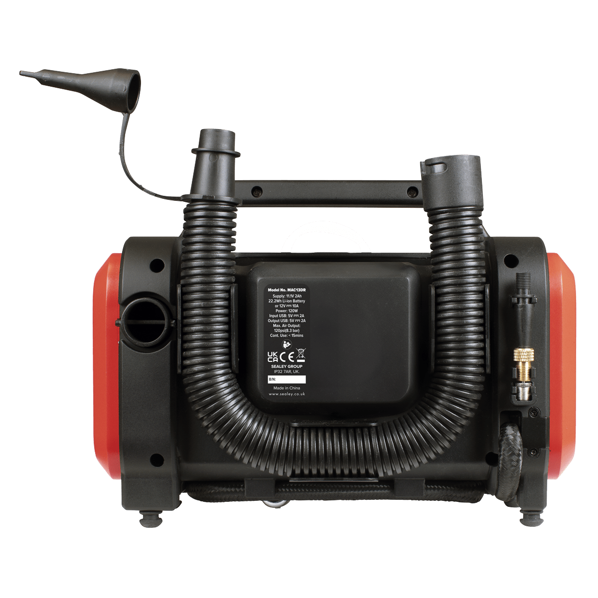 Sealey MAC13DR Rechargeable Tyre Inflator & High Volume Air Pump 12V - MAC13DR - Sealey Tools UK - Trade Counter Direct