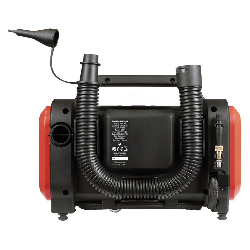Sealey MAC13DR Rechargeable Tyre Inflator & High Volume Air Pump 12V - MAC13DR - Sealey Tools UK - Trade Counter Direct