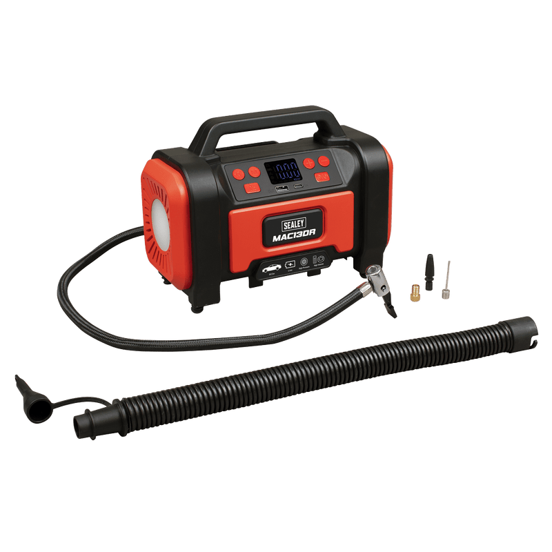 Sealey MAC13DR Rechargeable Tyre Inflator & High Volume Air Pump 12V - MAC13DR - Sealey Tools UK - Trade Counter Direct