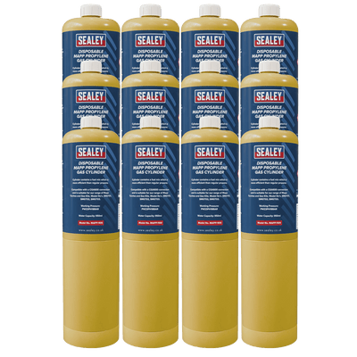 Sealey MAPP/40012 Disposable MAPP Propylene Gas Cylinder - Pack of 12 - MAPP/40012 - Sealey Tools UK - Trade Counter Direct