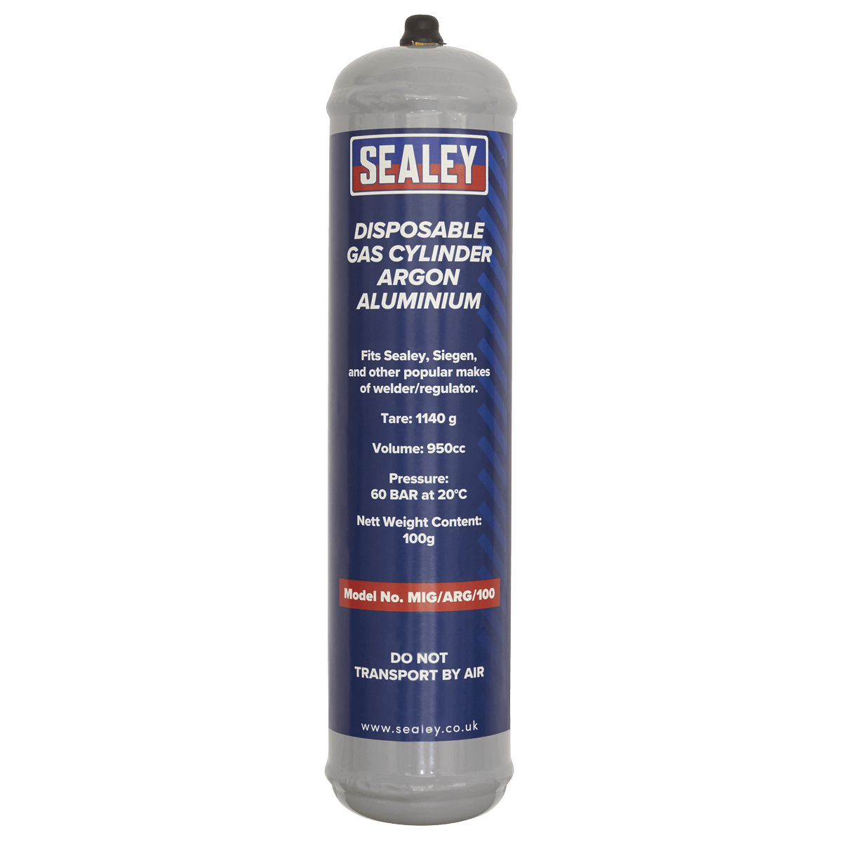 Sealey MIG/ARG/100/12 Disposable Argon Gas Cylinder 100g - Box of 12 - MIG/ARG/100/12 - Sealey Tools UK - Trade Counter Direct