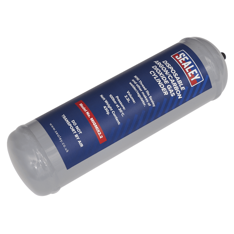 Sealey MIGMIX2.24 Disposable Argon/Carbon Dioxide Gas Cylinder 430g, 2.2L - Pack of 4 - MIGMIX2.24 - Sealey Tools UK - Trade Counter Direct
