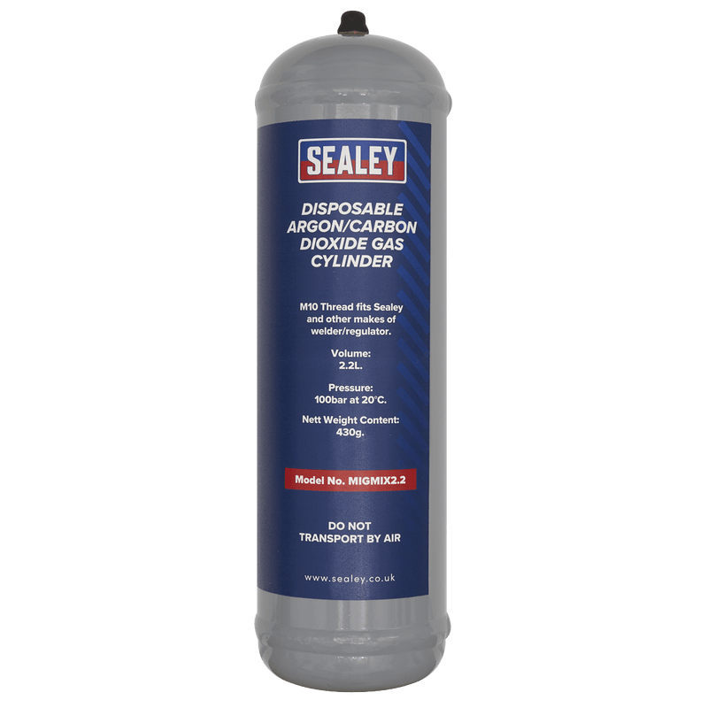Sealey MIGMIX2.24 Disposable Argon/Carbon Dioxide Gas Cylinder 430g, 2.2L - Pack of 4 - MIGMIX2.24 - Sealey Tools UK - Trade Counter Direct