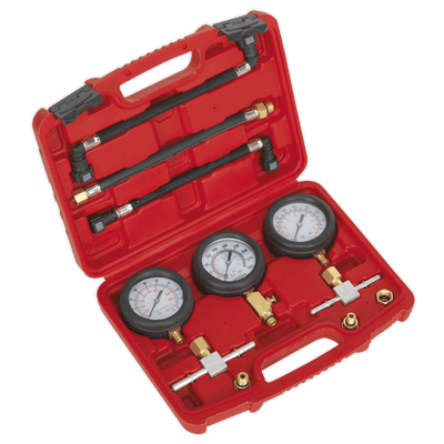 Sealey MS100 Motorcycle Compression & Fuel Pressure Gauge Set 3pc - MS100 - Sealey Tools UK - Trade Counter Direct