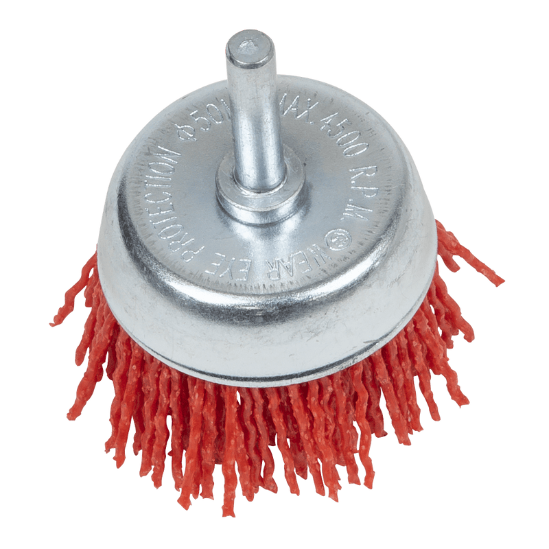 Sealey NFB50 Nylon Filament Cup Brush 50mm with 6mm Shaft - NFB50 - Sealey Tools UK - Trade Counter Direct