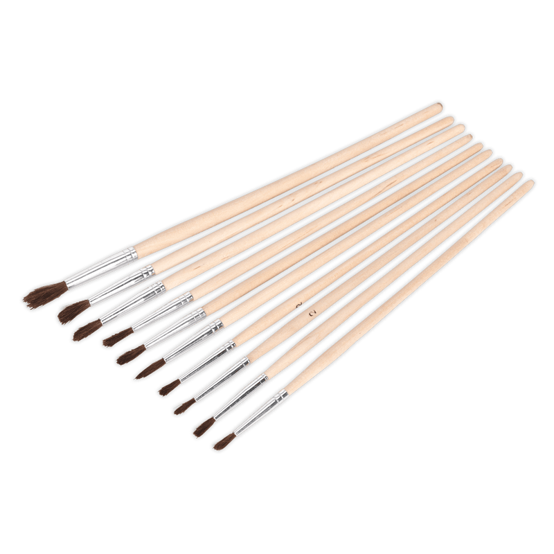 Sealey PB2 Touch - Up Paint Brush Assortment 10pc Wooden Handle - PB2 - Sealey Tools UK - Trade Counter Direct