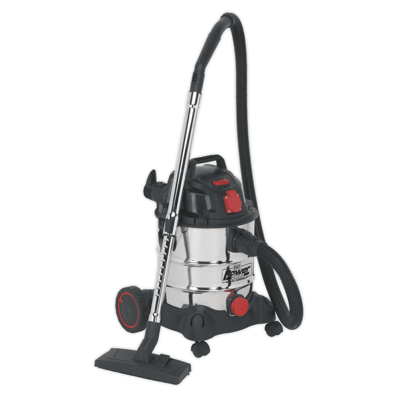 Sealey PC200SDAUTO Vacuum Cleaner Industrial 20L 1400W/230V Stainless Drum Auto Start - PC200SDAUTO - Sealey Tools UK - Trade Counter Direct