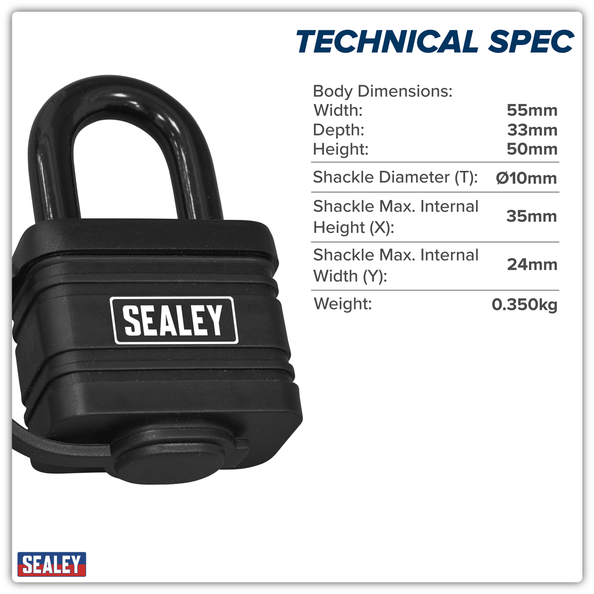 Sealey PL302W Steel Body Weatherproof Padlock 54mm - PL302W - Sealey Tools UK - Trade Counter Direct