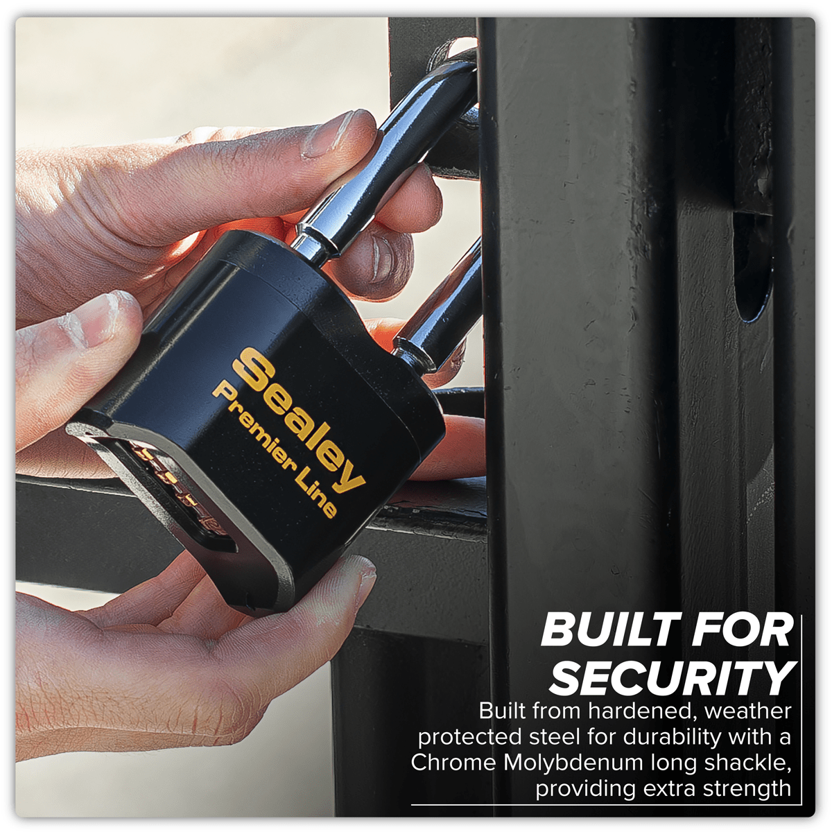 Sealey PL603L Premier™ Steel Body Combination Padlock Long Shackle 62mm - PL603L - Sealey Tools UK - Trade Counter Direct