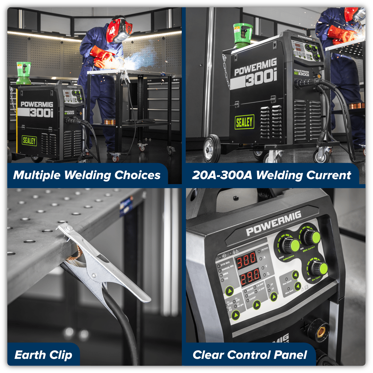 Sealey POWERMIG300I 300A Professional Gas/Gasless MIG/TIG/MMA Inverter Welder 400V 3ph - POWERMIG300I - Sealey Tools UK - Trade Counter Direct