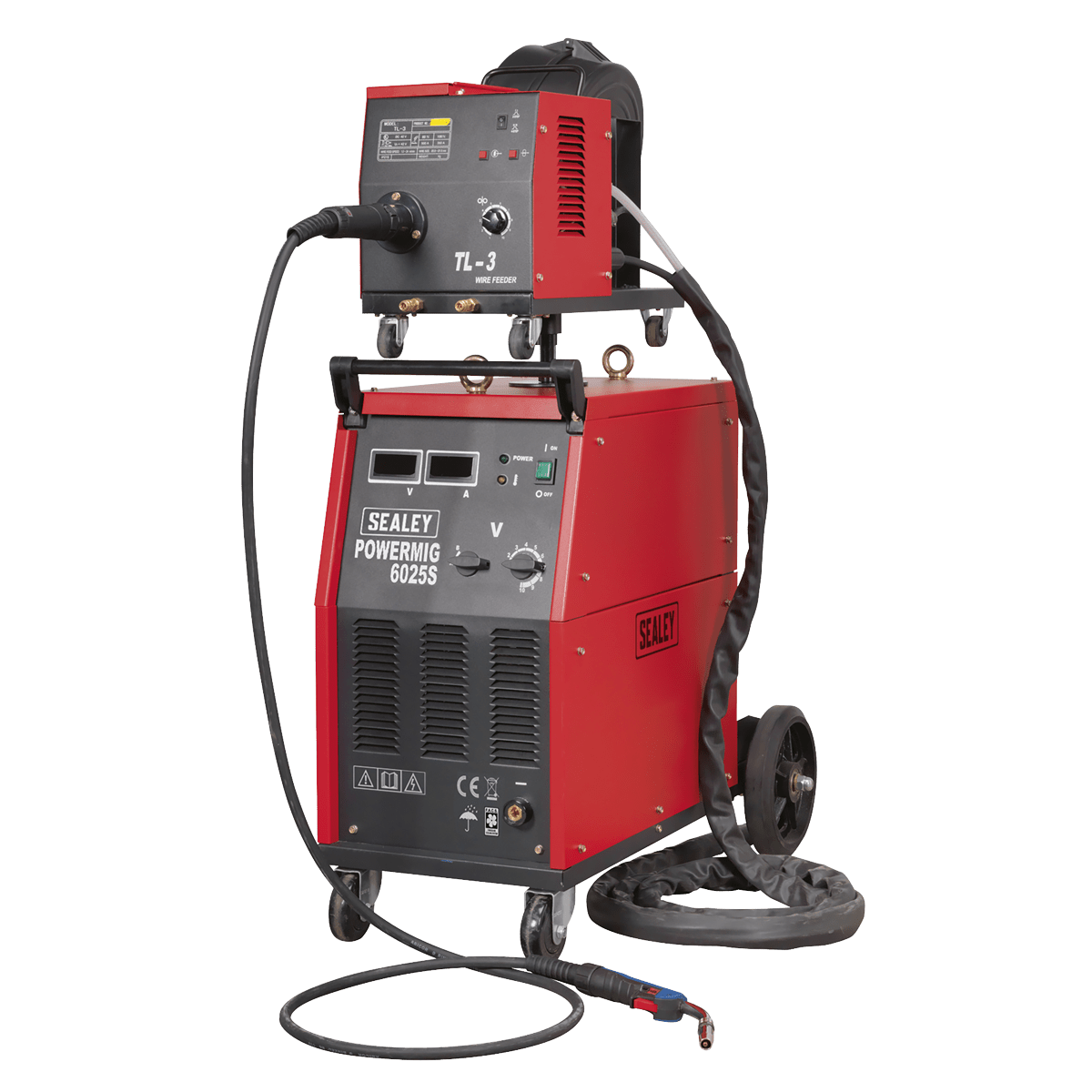 Sealey POWERMIG6025S Professional MIG Welder 250A 415V 3ph with Binzel® Euro Torch & Portable Wire Drive - POWERMIG6025S - Sealey Tools UK - Trade Counter Direct
