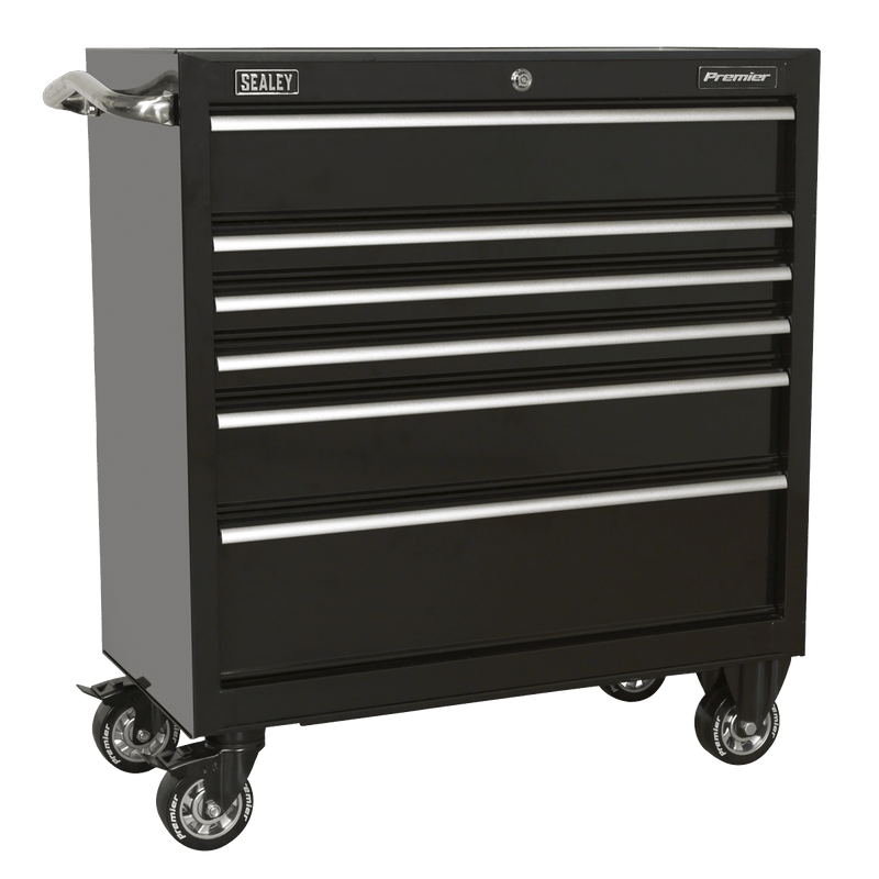 Sealey PTB93006 Premier™ Heavy-Duty Rollcab 930mm 6 Drawer - Black - PTB93006 - Sealey Tools UK - Trade Counter Direct