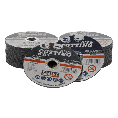 Sealey PTC/100CT50 100 x 1.6mm Cutting Disc 16mm Bore - Pack of 50 - PTC/100CT50 - Sealey Tools UK - Trade Counter Direct