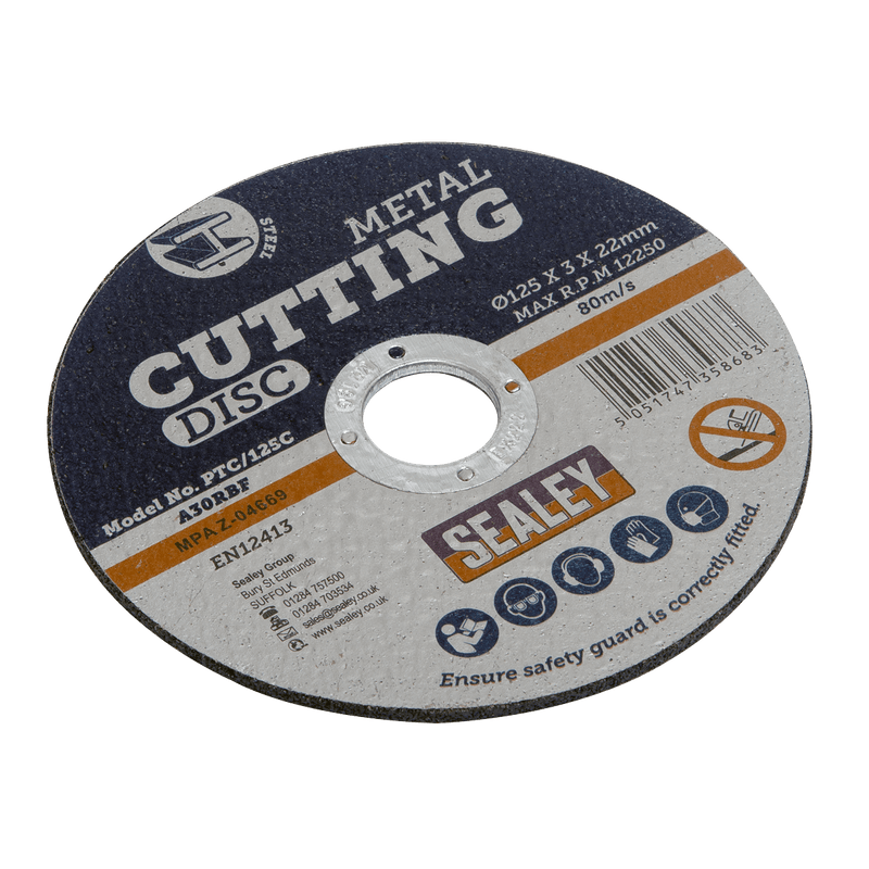 Sealey PTC/125C 125 x 3mm Cutting Disc 22mm Bore - PTC/125C - Sealey Tools UK - Trade Counter Direct