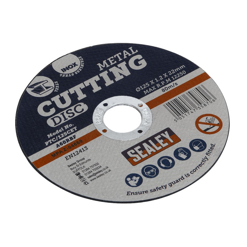 Sealey PTC/125CET 125 x 1.2mm Cutting Disc 22mm Bore - PTC/125CET - Sealey Tools UK - Trade Counter Direct