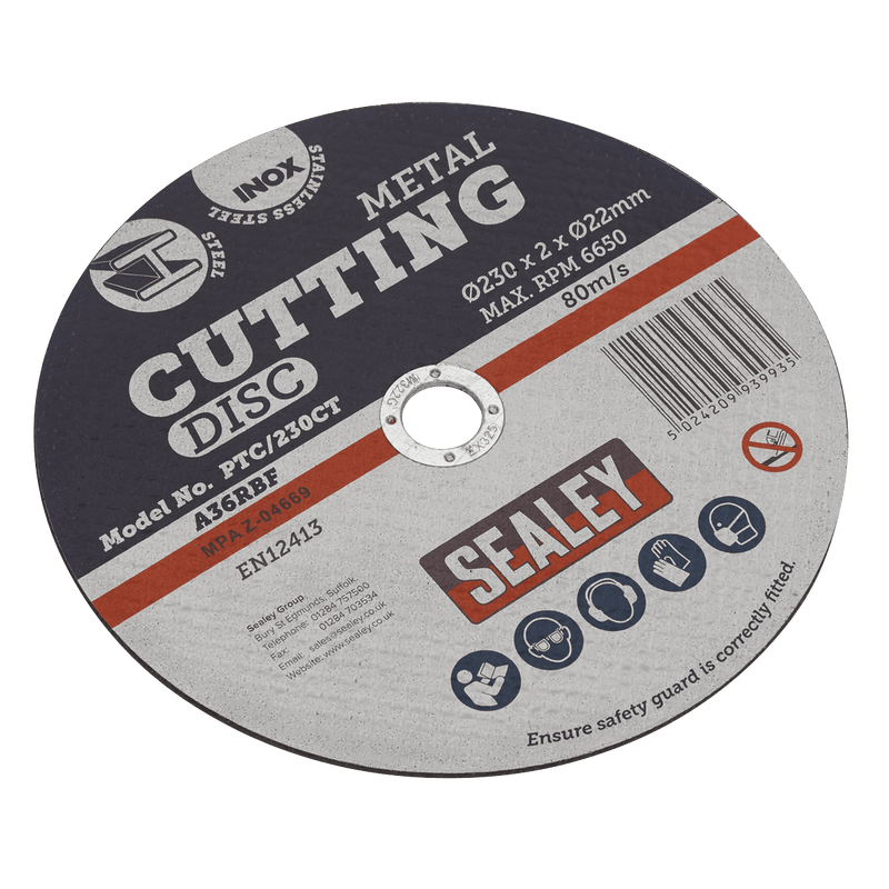 Sealey PTC/230CT 230 x 2mm Cutting Disc 22mm Bore - PTC/230CT - Sealey Tools UK - Trade Counter Direct