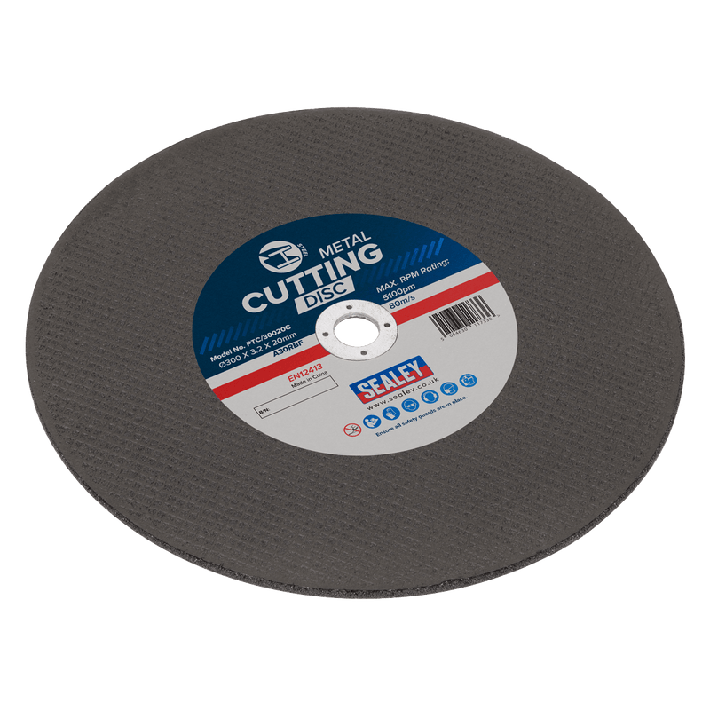 Sealey PTC/30020C 300 x 3.2mm Flat Metal Cutting Disc 20mm Bore - PTC/30020C - Sealey Tools UK - Trade Counter Direct